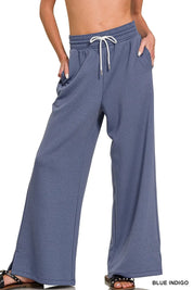 BLUE INDIGO L Zenana Scuba Drawstring Pants Blue Indigo | Loungewear Bottoms Daverri Fashions