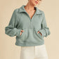 Aemi + Co Half Zip Raglan Sleeve Sweatshirt with Kangaroo Pocket - DAVERRI FASHIONS