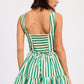 Green and white striped Emory Park mini romper with smocked bodice