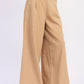 Beige Emory Park wide-leg linen pants with high waist and pleated front