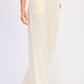Cream Double Gauze High Waist Palazzo Pants with pleats
