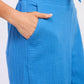 Bright blue textured Double Gauze High Waist Palazzo Pants