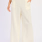 Cream-colored Double Gauze High Waist Palazzo Pants with ribbing