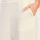 Cream-colored textured linen Double Gauze High Waist Palazzo Pants