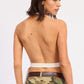 Emory Park Halter Backless Scarf Top with camo cargo pants and belt