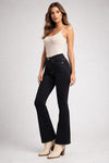 Black high-waisted flared GJG Denim USA boot cut jeans with five-pocket design