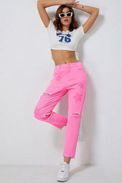 Star Raw Hem Distressed Jeans | Jeans Daverri Fashions