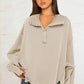 Exposed Seam Side Slit Long Sleeve Sweatshirt - DAVERRI FASHIONS