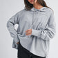 Relaxed pocket hoodie pullover top in soft heather gray with oversized fit