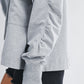 Gray heathered relaxed pocket hoodie pullover with ruched sleeves and ribbed cuffs