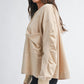 Beige oversized Relaxed Pocket Hoodie with ruched sleeves