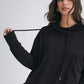 Black oversized relaxed pocket hoodie pullover top