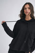 Black oversized relaxed pocket hoodie pullover top