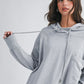 Soft heather gray oversized Relaxed Pocket Hoodie Pullover Top