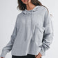 Soft heather gray oversized Relaxed Pocket Hoodie Pullover Top with drawstring hood and front pocket