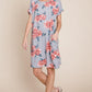 BOMBOM Floral Round Neck Short Tee Dress with Pockets