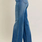 Judy Blue Full Size High Waist Tummy Control Chew Hem Destroy Wide Jeans Plus Size - DAVERRI FASHIONS