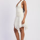 Emory Park white halter asymmetrical printed dress with ruching