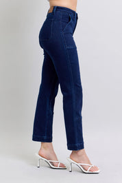 Judy Blue Full Size Hw Work Wear Knee Patch Straight Jeans Plus Size | Jeans Daverri Fashions