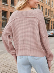 V-Neck Long Sleeve Sweater | Sweaters Daverri Fashions