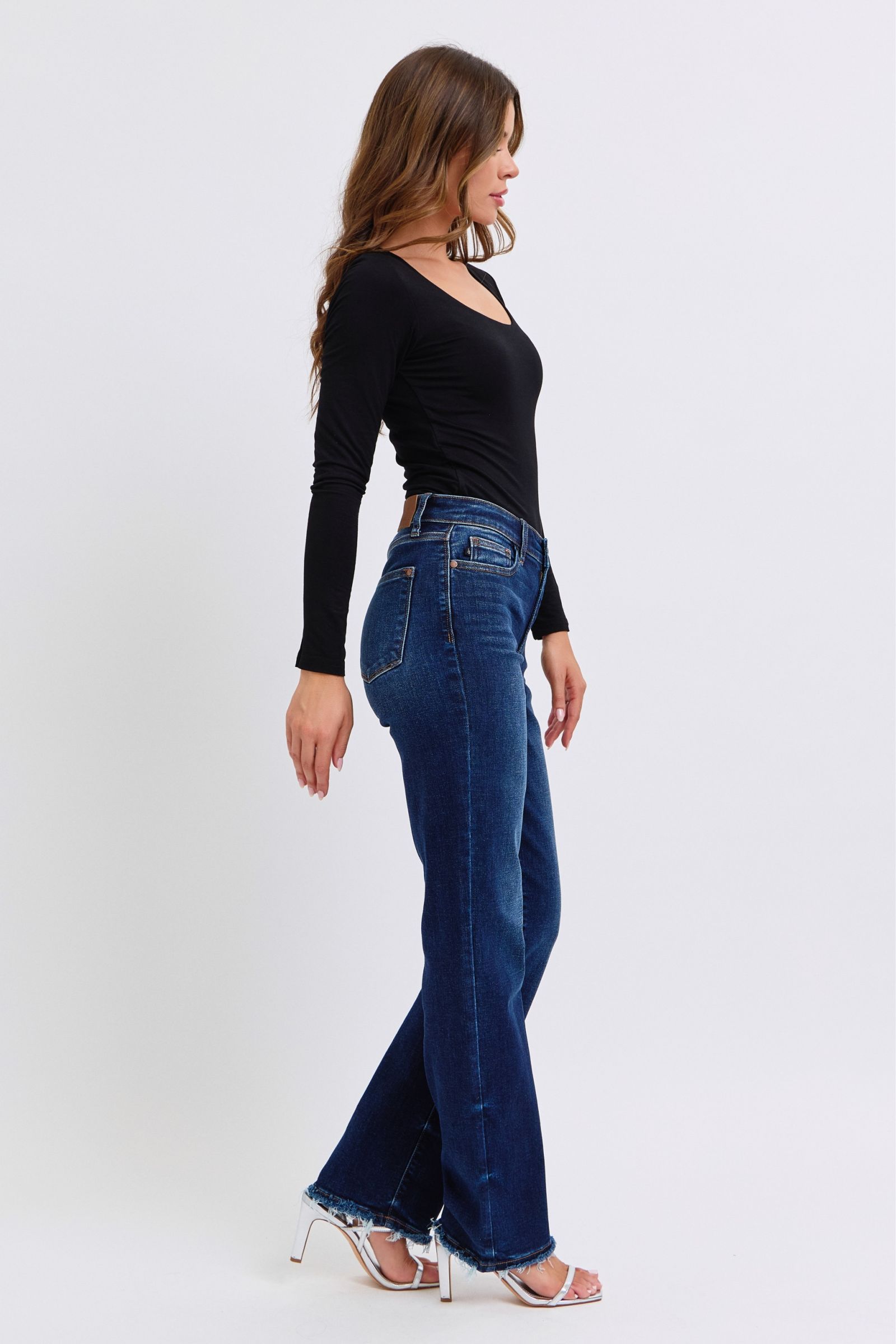 Judy Blue Full Size Raw Hem Straight Leg Jeans Jeans