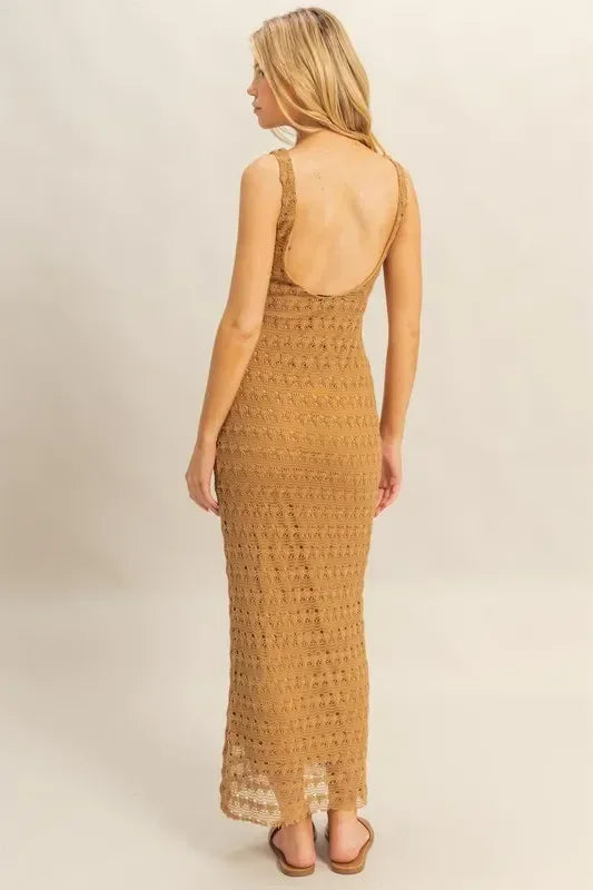 HYFVE Sleeveless Crochet Open Back Maxi Dress - DAVERRI FASHIONS