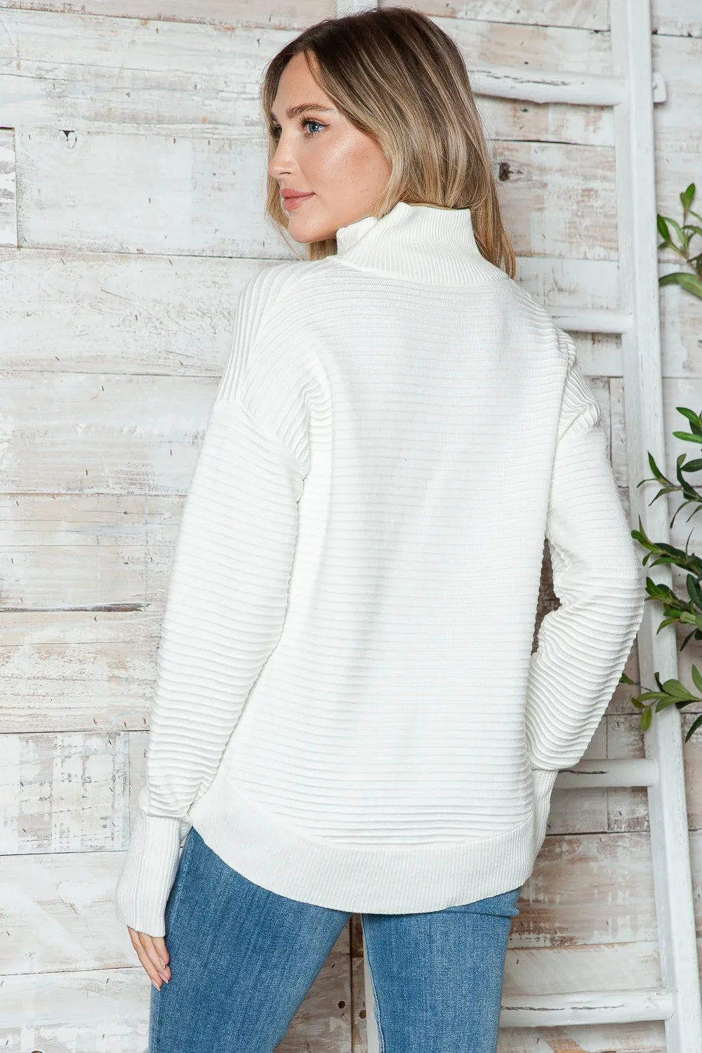 Half Zip Long Sleeve Knit Top | Knit Tops Daverri Fashions