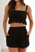 Daverri ruffled square neck cami crop top with frayed hemline
