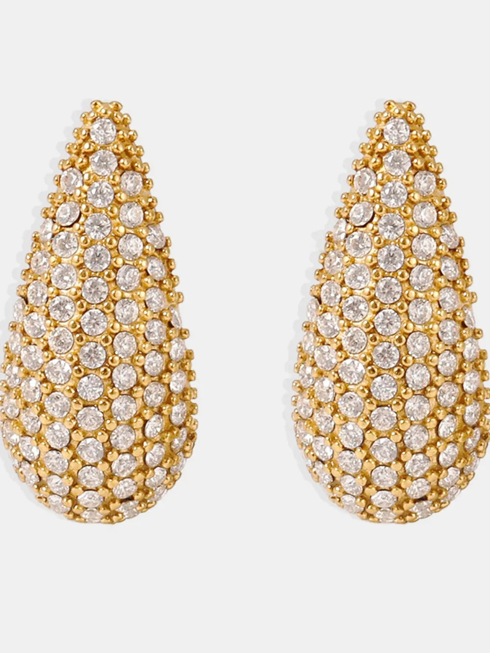 Stainless Steel Inlaid Zircon Teardrop Earrings | Earrings Daverri Fashions