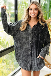BiBi Vintage Washed Wrinkle Gauze Shacket | Daverri Fashions