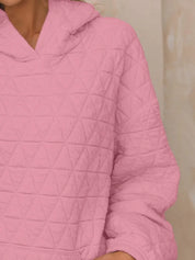 Textured Long Sleeve Hoodie with Pockets | Hoodies Daverri Fashions