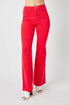 Judy Blue Full Size Hw Tummy Control Garment Dyed Flare Jeans Plus Size RED Jeans