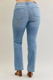 Judy Blue high-waisted light blue denim straight leg jeans