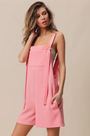 BiBi Texured Jacquard Romper with Side Pockets | Rompers Daverri Fashions