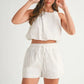 MABLE Eyelet Bubble Hem Sleeveless Top and Shorts Set Outfit Sets