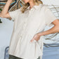 Lime 'N' Chili Solid Babydoll Short Sleeve Button Down Shirt - DAVERRI FASHIONS