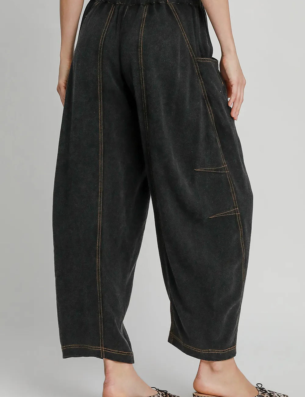 Umgee Elastic Waist Baggy Fit Pants with Pockets | Daverri Fashions