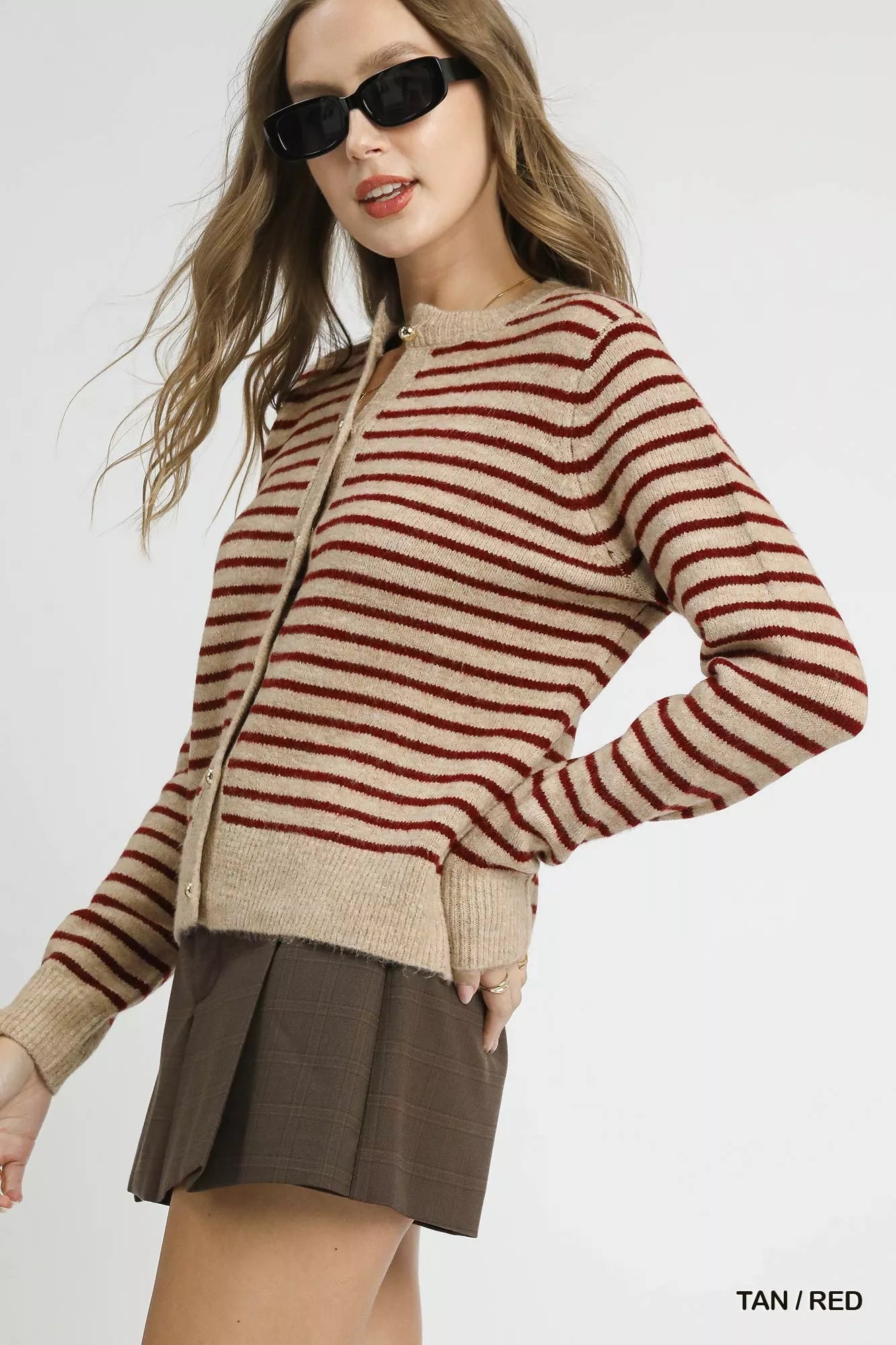 Umgee Striped Button-Up Knit Cardigan | Daverri Fashions