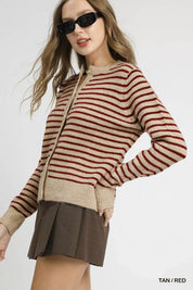 Umgee Striped Button-Up Knit Cardigan | Daverri Fashions