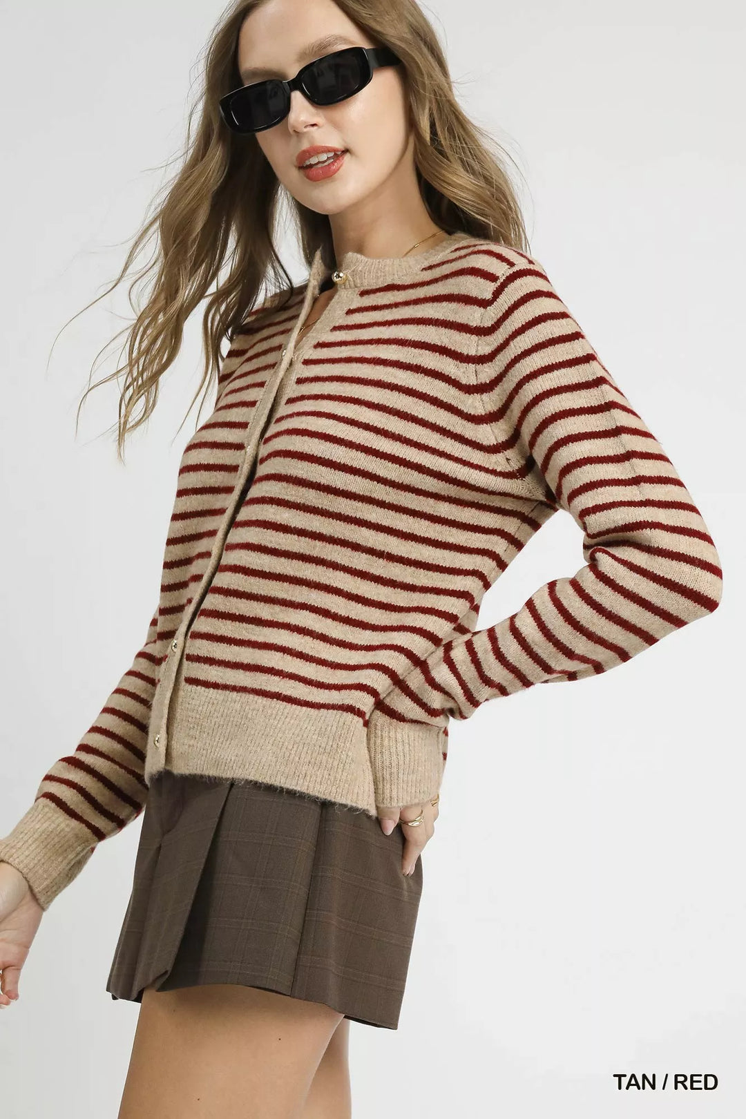 Umgee Striped Button-Up Knit Cardigan | Daverri Fashions