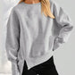 Slit Round Neck Dropped Shoulder Sweatshirt - DAVERRI FASHIONS