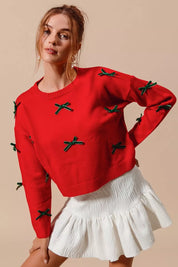 SO ME Ribbon Bow Applique Sweater | Sweaters Daverri Fashions