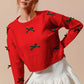 SO ME Ribbon Bow Applique Sweater - DAVERRI FASHIONS