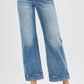 RISEN Full Size Mid Rise Crop Straight Jeans with Taylor Cuffed Plus Size - DAVERRI FASHIONS