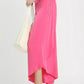 Vibrant pink Umgee flowy asymmetrical hem maxi skirt with chain detail