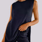 Daverri Fashions Side Slit Round Neck Tank and Ribbed Shorts Sweater Set - DAVERRI FASHIONS