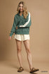 Umgee Contrast Long Sleeve Sweatshirt with Collar LAGOON Sweatshirts