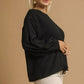 Umgee Full Size Linen Long Sleeve Top with Drawstring Plus Size - DAVERRI FASHIONS