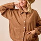 BiBi Corduroy Relaxed Fit Shacket with Back Pleat - DAVERRI FASHIONS