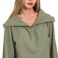 Zenana Ribbed High Neck Half Zip Pullover & Pants Set Outfit Sets
